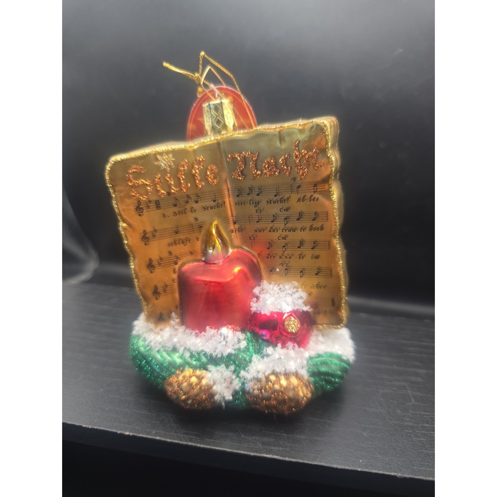Kathe Wohlfahrt Poetry In Glass  Blown Christmas Ornament Music 4 Inch